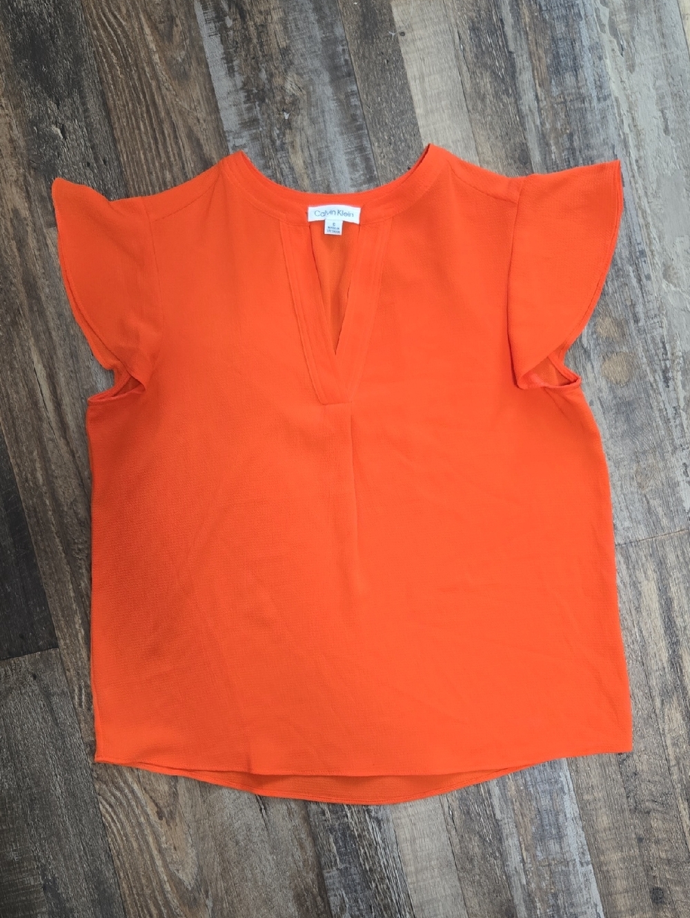 Calvin Klein Bold Orange Cap Sleeve Blouse